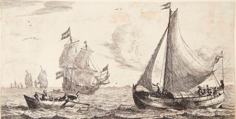 To pramme, den ene for sejl by Reinier Zeeman