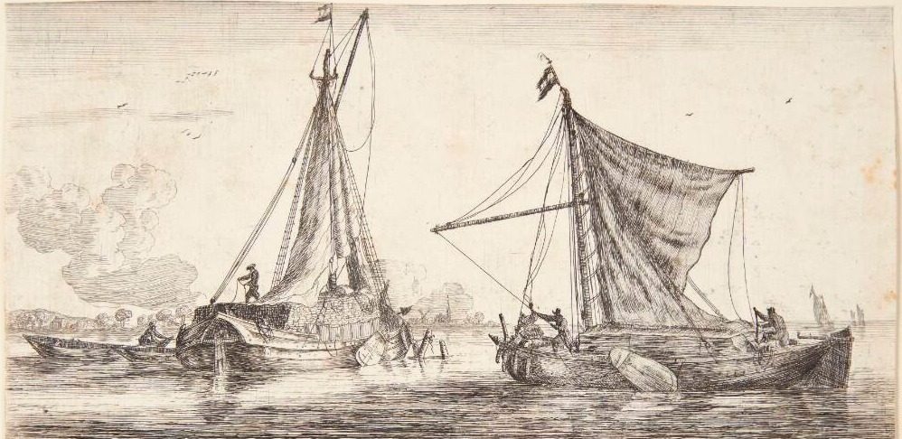 Frisisk tørvebåd og en skude fra Dijnop by Reinier Zeeman