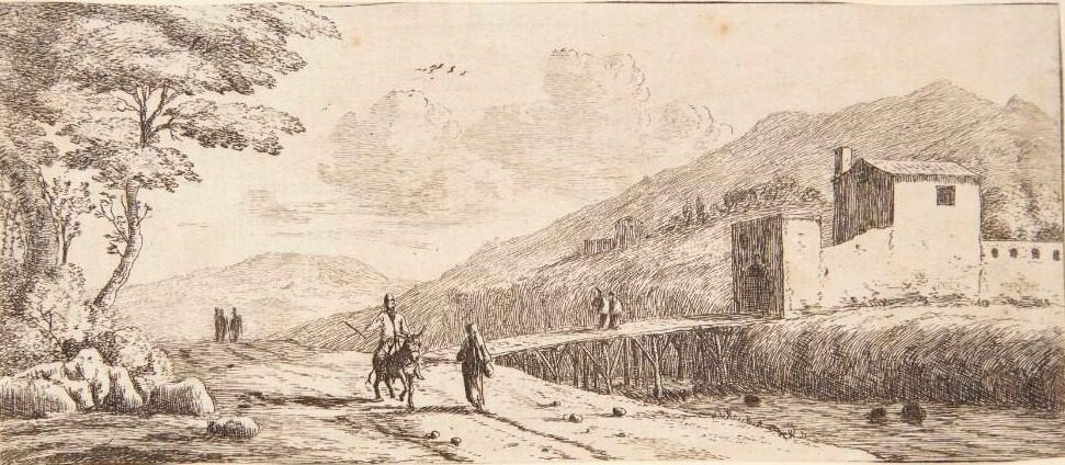 Landevej med mand på et æsel by Reinier Zeeman