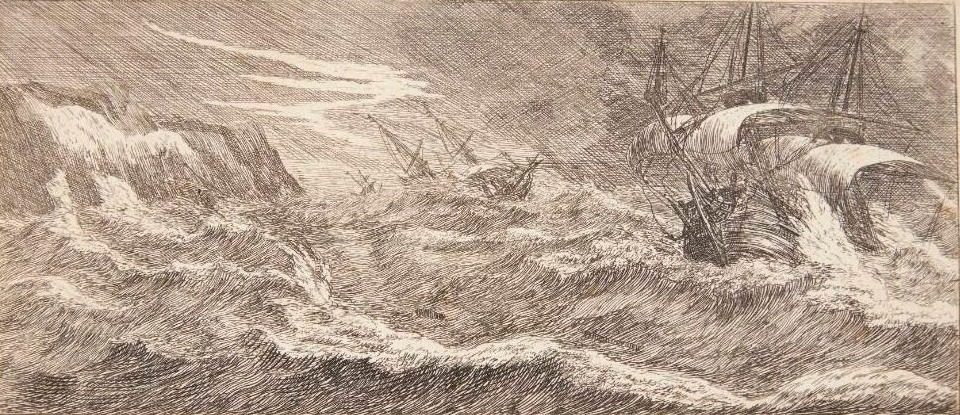 Sejlskibe i storm by Reinier Zeeman