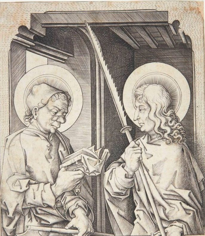 Apostlene Mattæus og Simon by Israhel van Meckenem