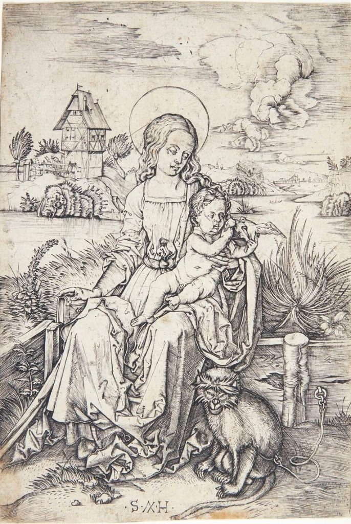 Madonna med aben by Monogrammist SH