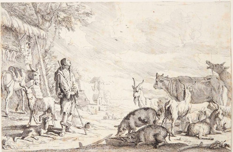 Den fortabte søn som svinehyrde by Jan Baptist de Wael