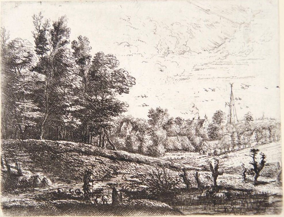 Landskab med en hyrde by Philips Augustijn Immenraet