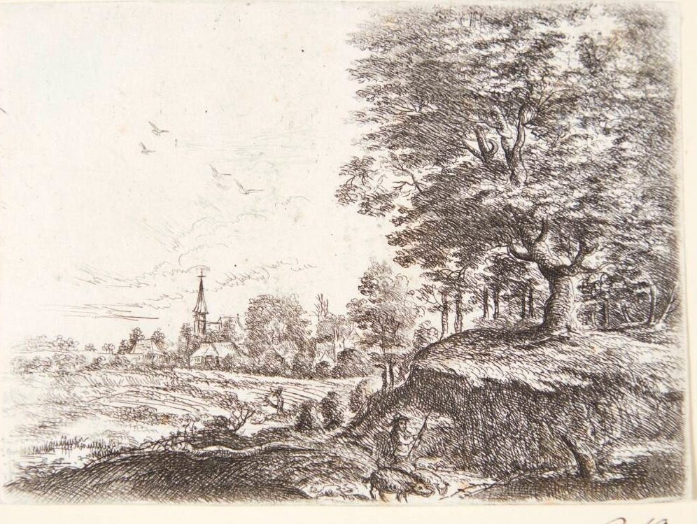 Landskab med svinehyrde og grise by Philips Augustijn Immenraet