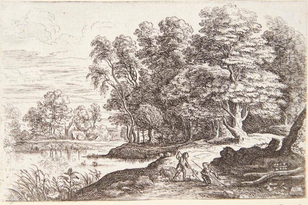 Landskab med to hyrdedrenge by Lucas van Uden