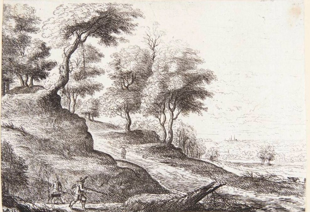 Landskab med to jægere by Philips Augustijn Immenraet