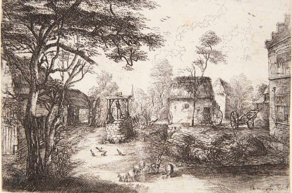 Den fortabte søn som svinehyrde by Jean Baptiste Bonnecroy