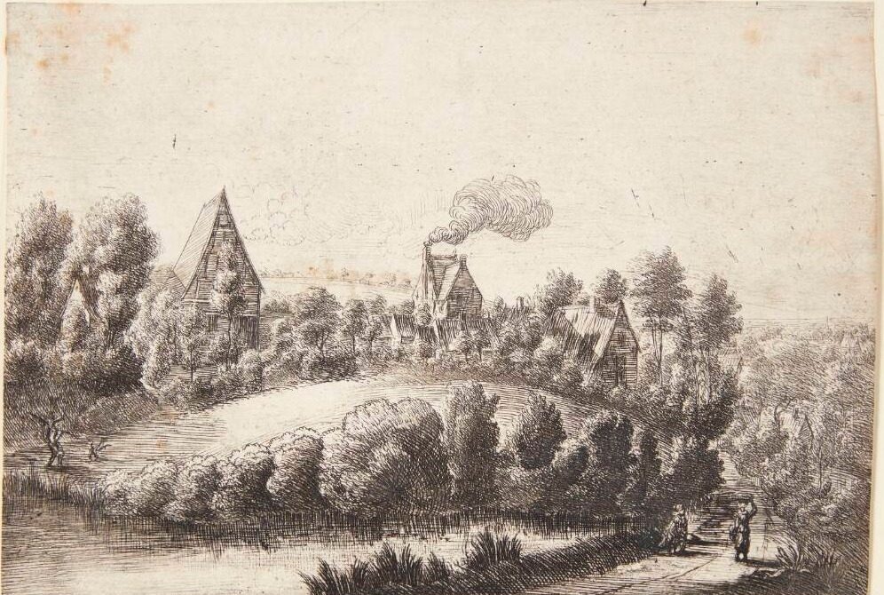 Landskab med en bakke by Jean Baptiste Bonnecroy