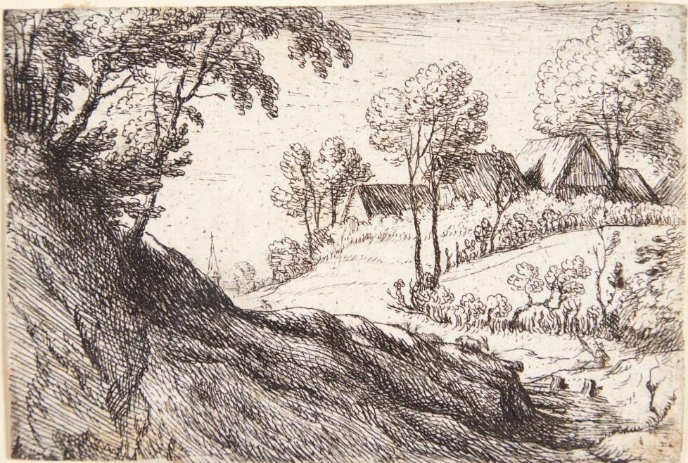 Landsby på toppen af en bakke by Lodewijk de Vadder