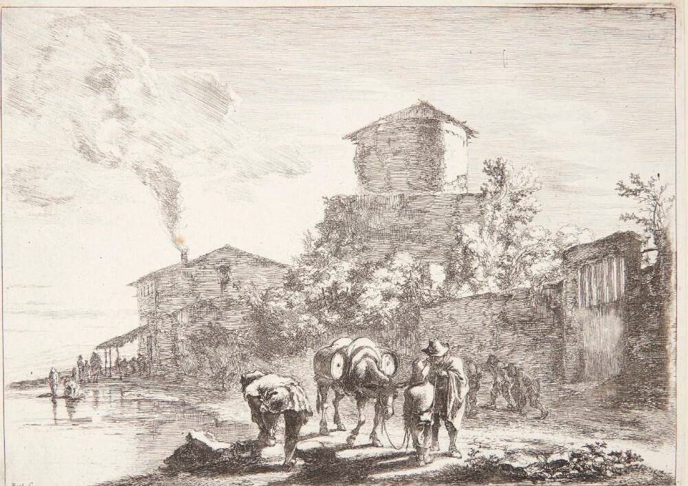 Mand med et mulæsel, Via Appia by Jan Both