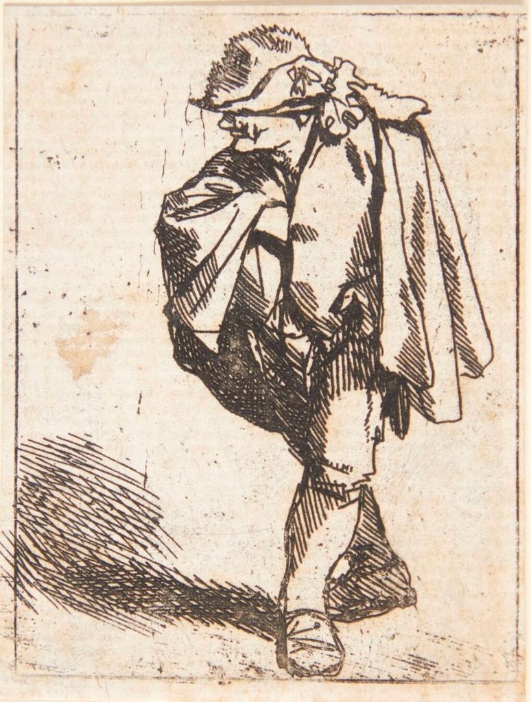 Stående mand med højre hånd stukket ind under frakken by Cornelis Pietersz Bega