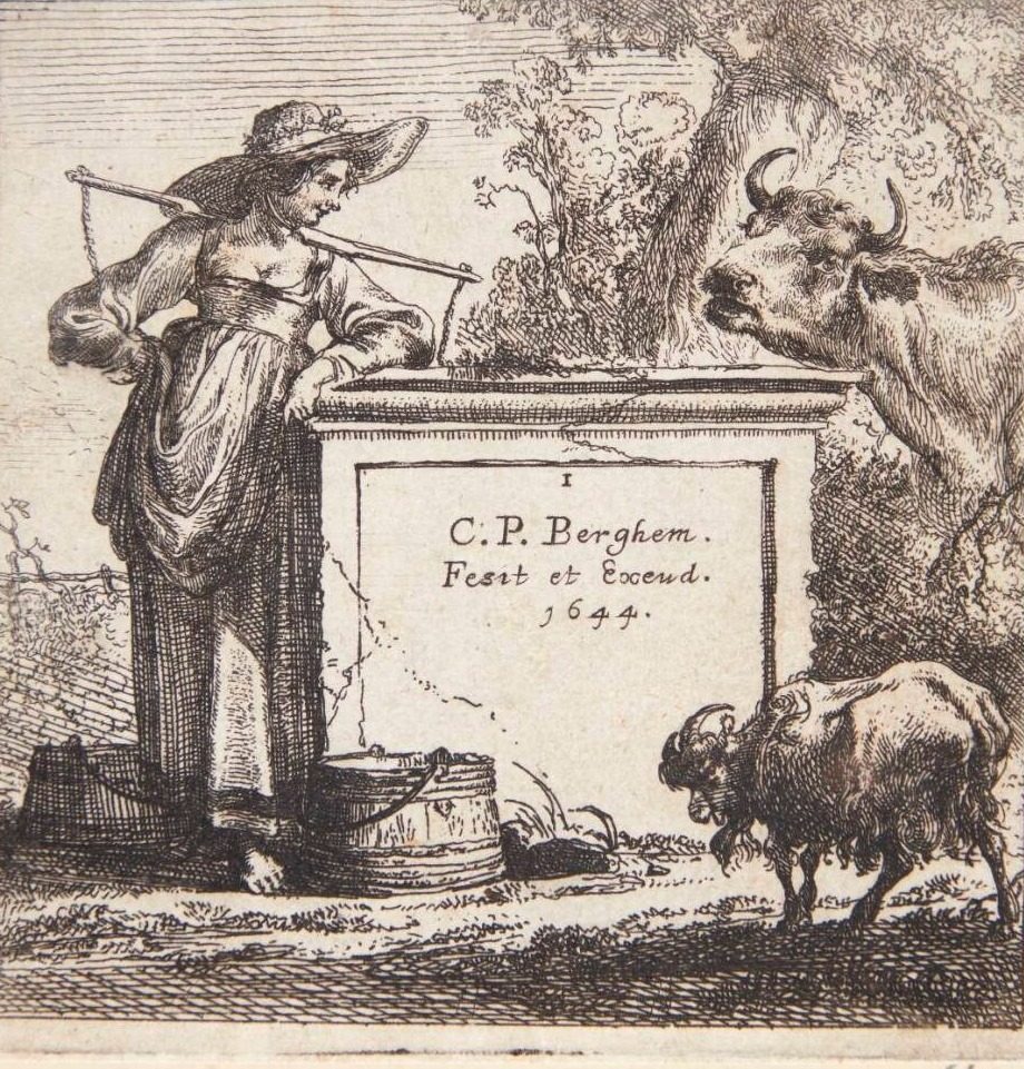 Malkepige lænet mod en piedestal by Nicolaes Berchem