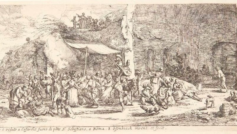 La Caffarella. Festival ved ruinerne af Egerias grotte i Rom by Ossenbeeck, Jan van
