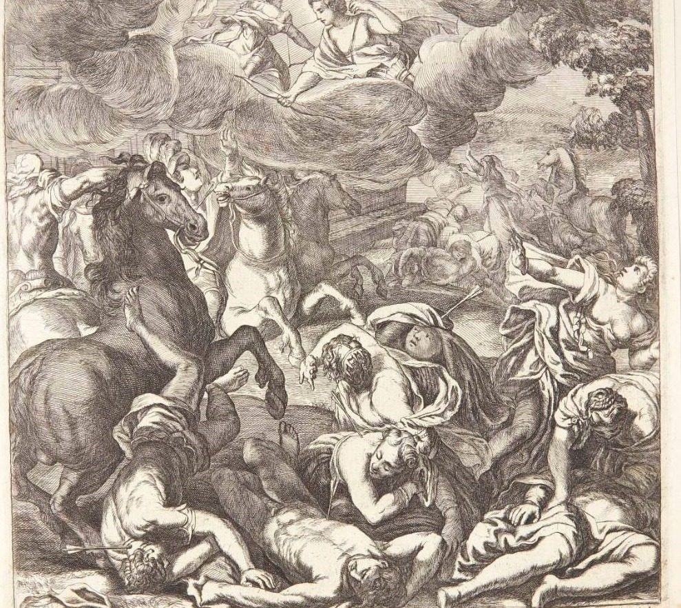 Diana hævner sig på Niobe by Ossenbeeck, Jan van