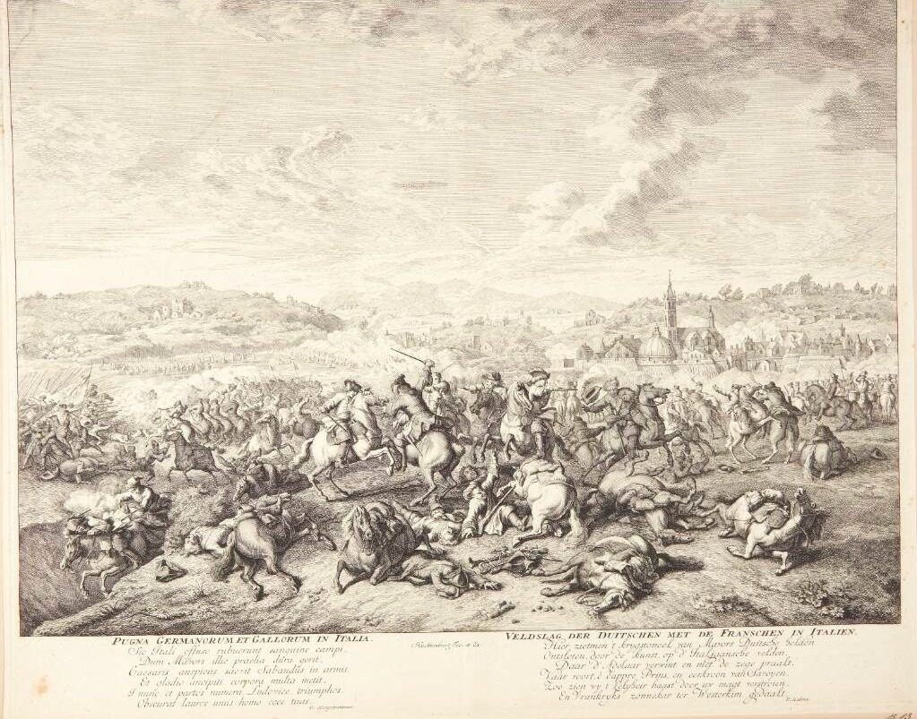 Kamp mellem tyske og franske tropper i Italien by Jan van Huchtenburg