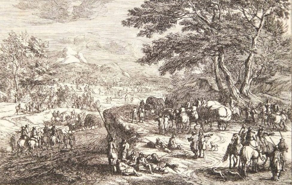 Landskab med soldater by Jan van Huchtenburg