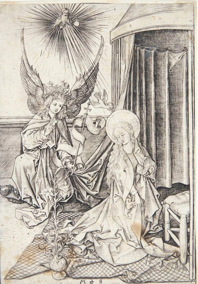 Marias bebudelse by Martin Schongauer
