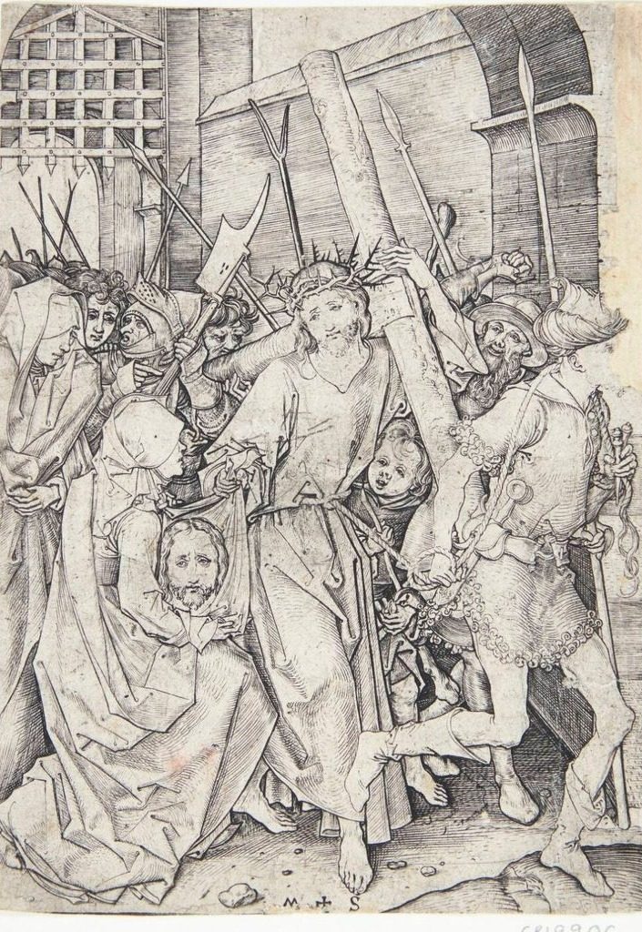 Korsvandringen med den hellige Veronika by Martin Schongauer