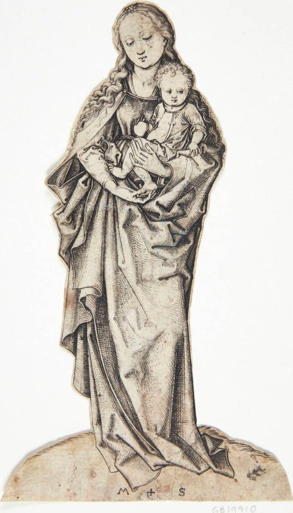Jomfru Maria med barnet og et æble i hånden by Martin Schongauer