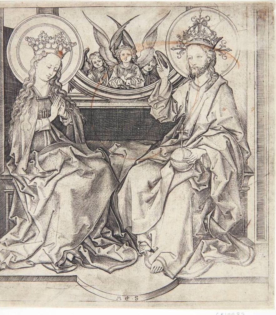 Kristus velsigner Jomfru Maria by Martin Schongauer