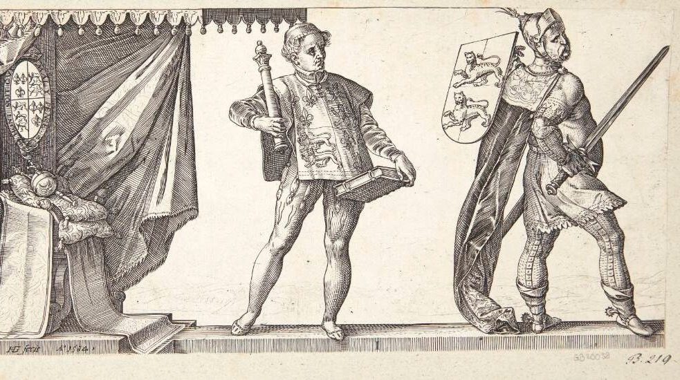 En budbringer og Vilhelm I Erobreren by Hendrick Goltzius