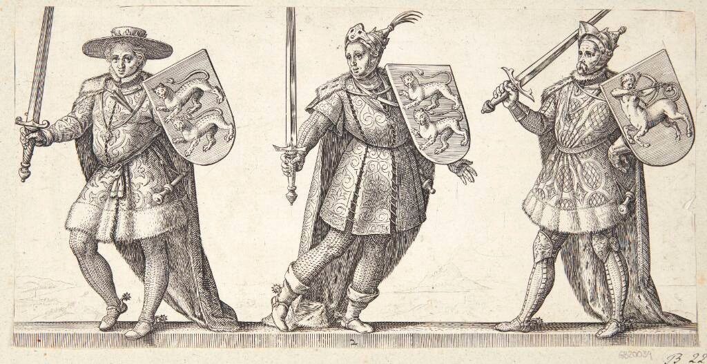 Vilhelm II, Henrik I og Stefan af Blois by Hendrick Goltzius
