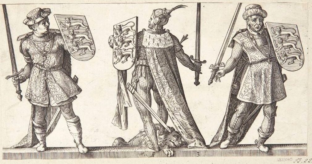 Henrik II, Richard Løvehjerte og Johan uden Land by Hendrick Goltzius