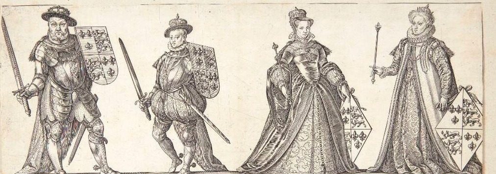 Henrik VIII, Edvard VI, Maria I og Elizabeth I by Hendrick Goltzius