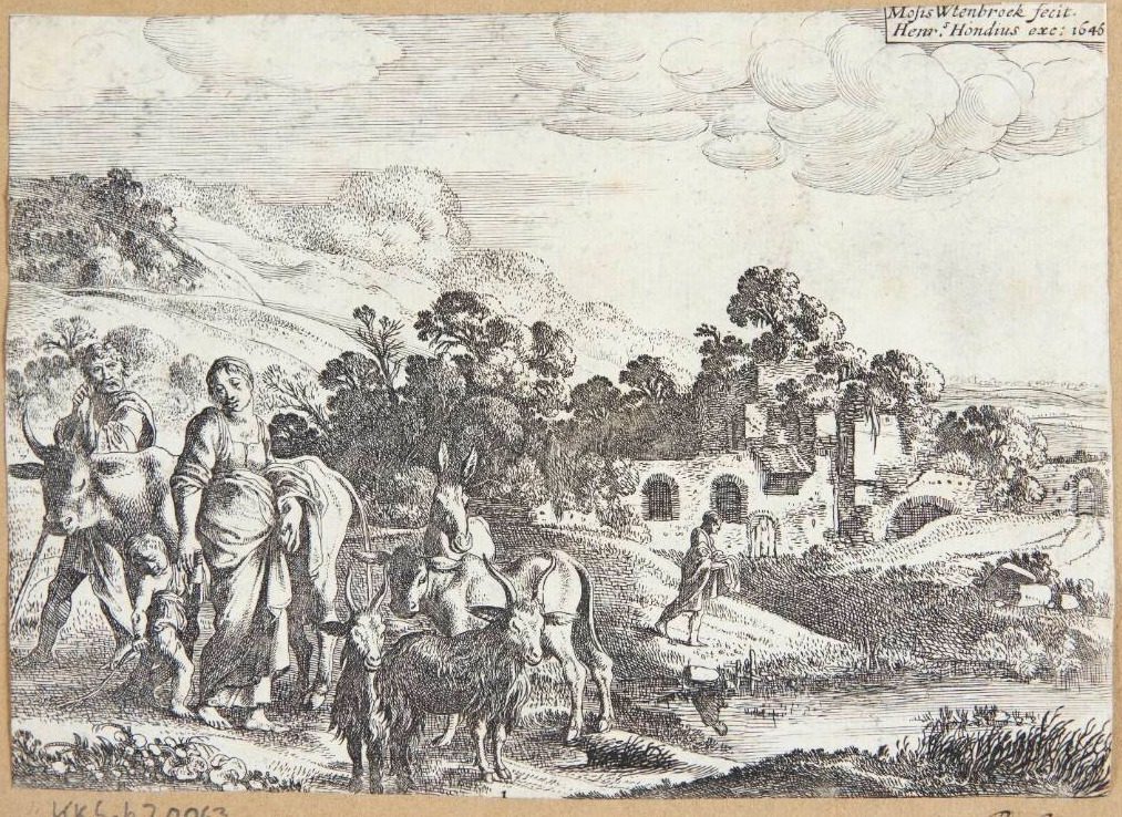 Hagars og Ismaels afrejse by Moyses van Wtenbrouck