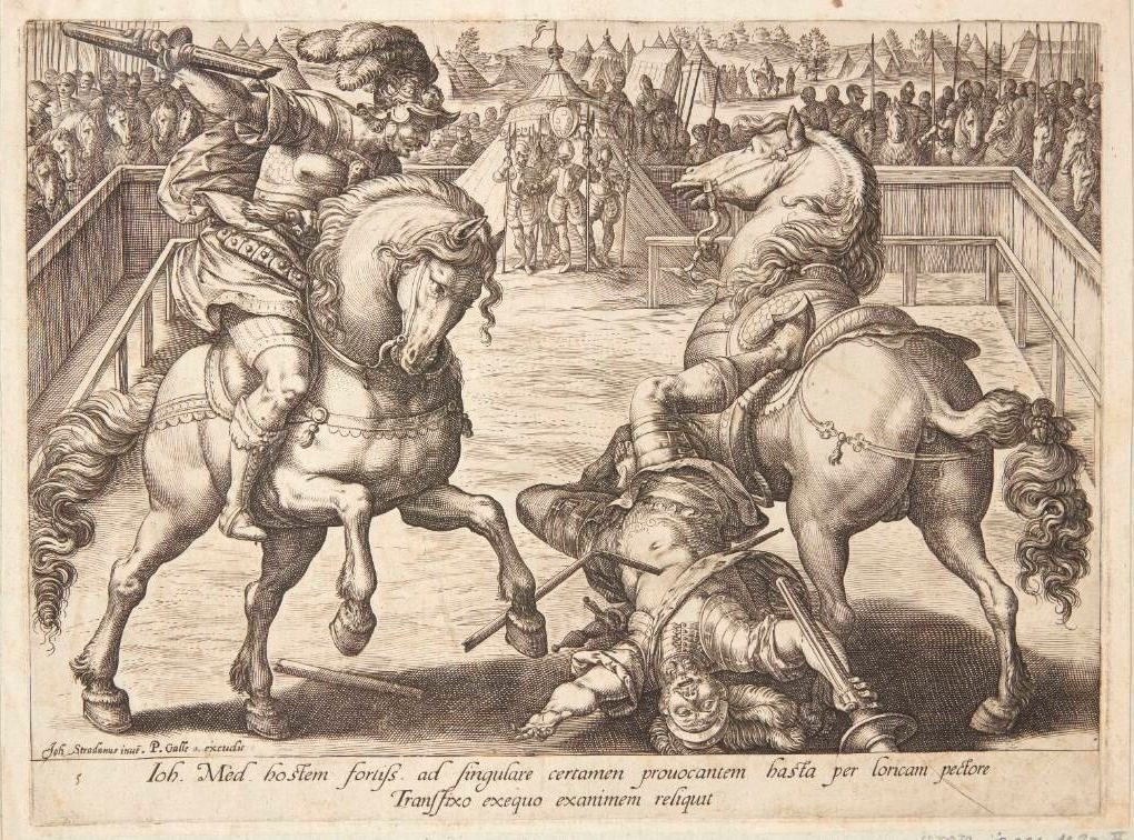 Giovanni de' Medici i en duel by Hendrick Goltzius