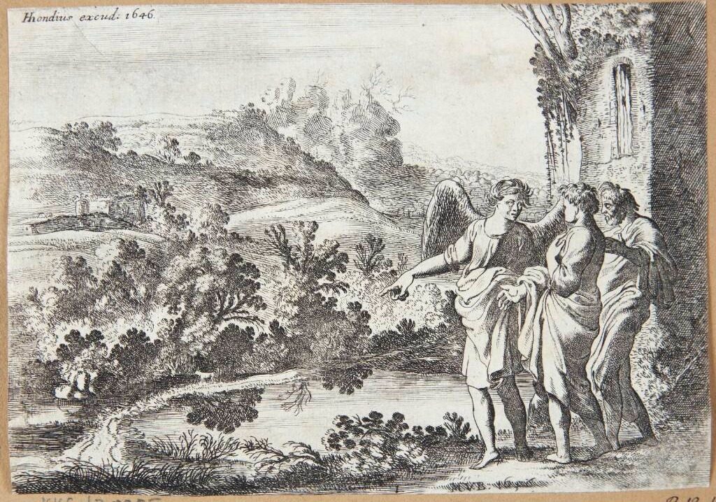 Tobias, Tobit og englen by Moyses van Wtenbrouck