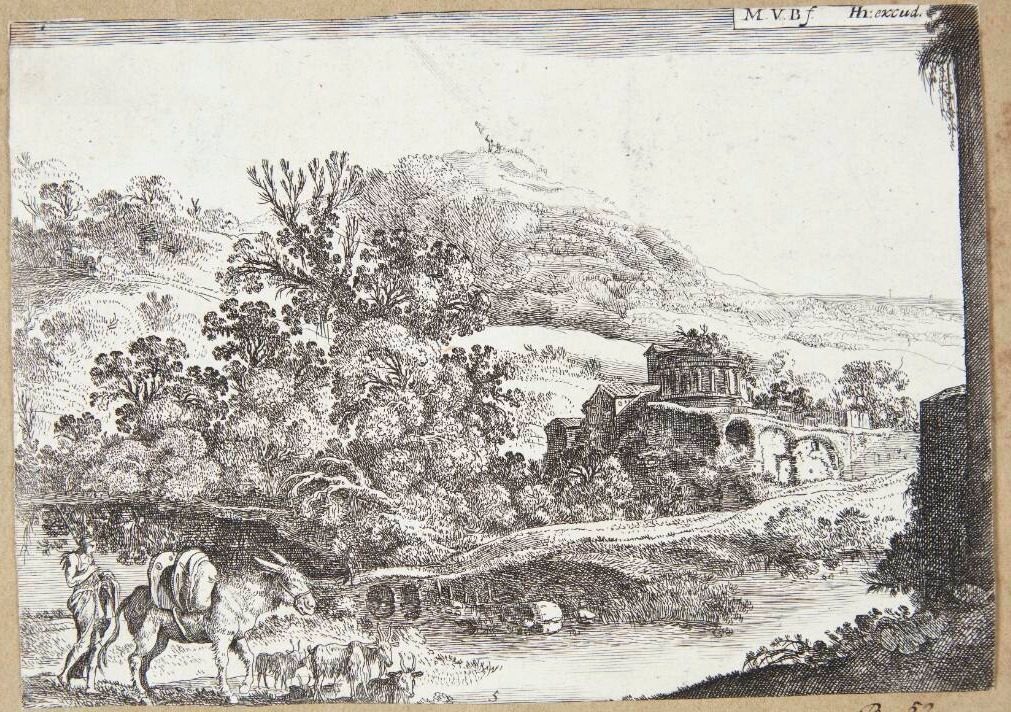 Landskab med et ladet æsel by Moyses van Wtenbrouck