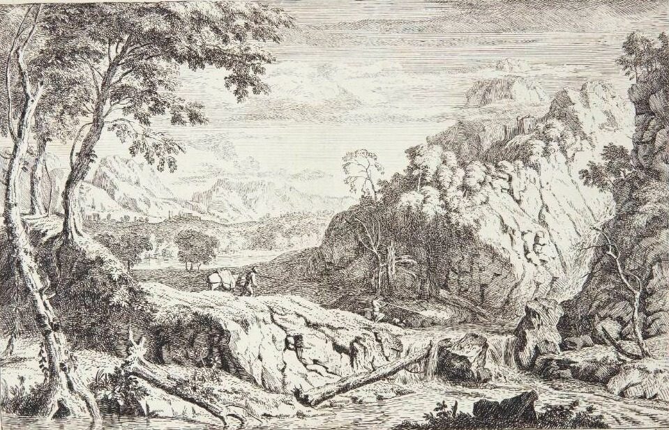Landskab med en jæger by Albert Meyering