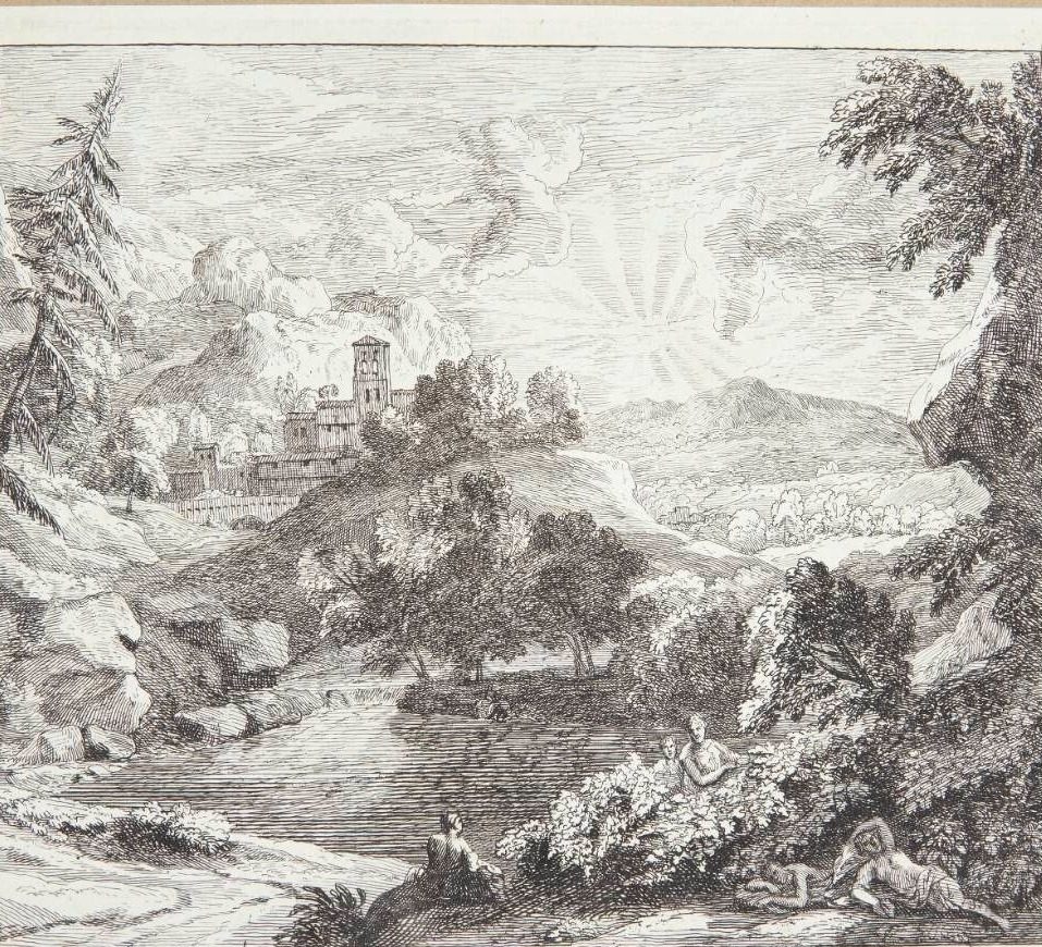 Solopgang; fem figurer i forgrunden by Pieter Rijsbraeck