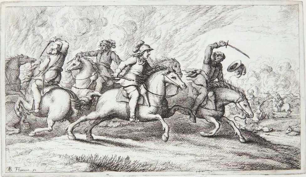 Kavaleri, der jagter en fjende by Albert Flamen