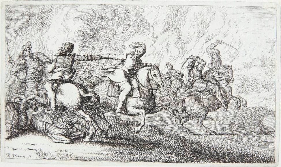 Rytter uden hjelm angriber en fjende by Albert Flamen