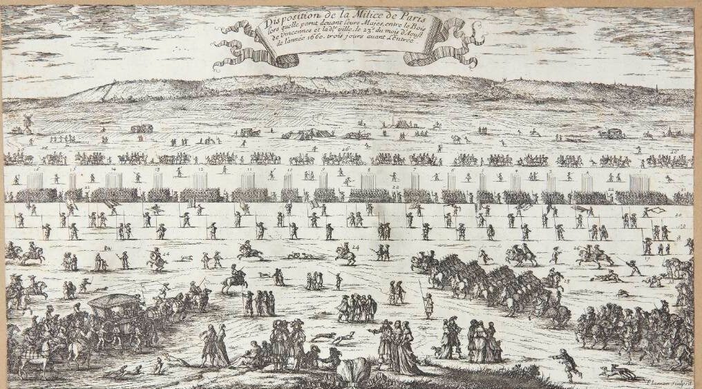 Garnisionen i Paris, opstillet til ære for Louis XIV and Maria Theresa d. 23 august 1660 by Albert Flamen