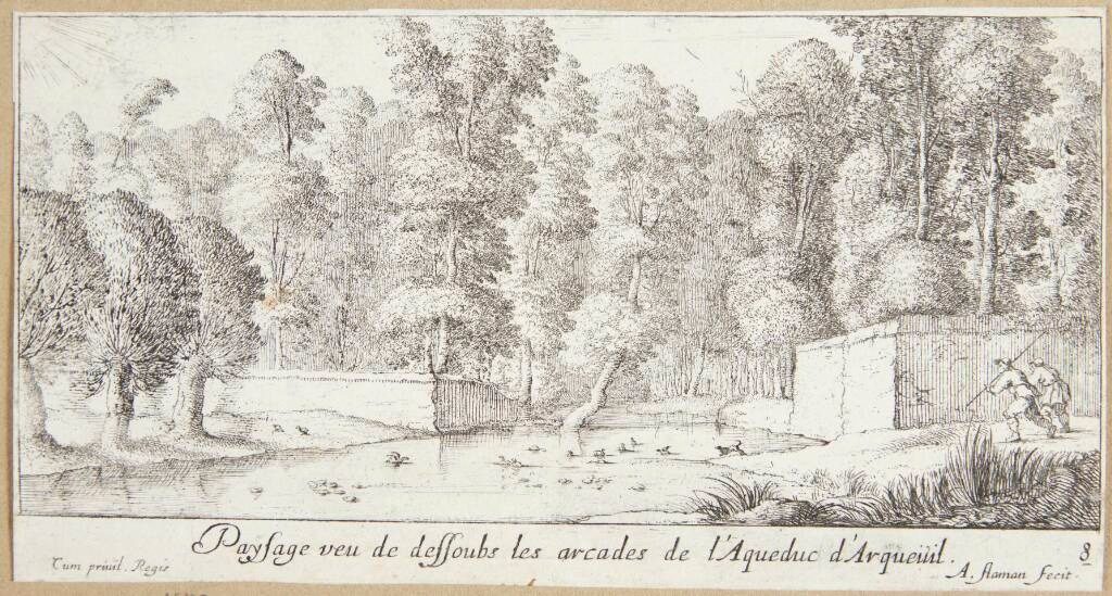 Flodlandskab ved akvadukten i Arcueil by Albert Flamen