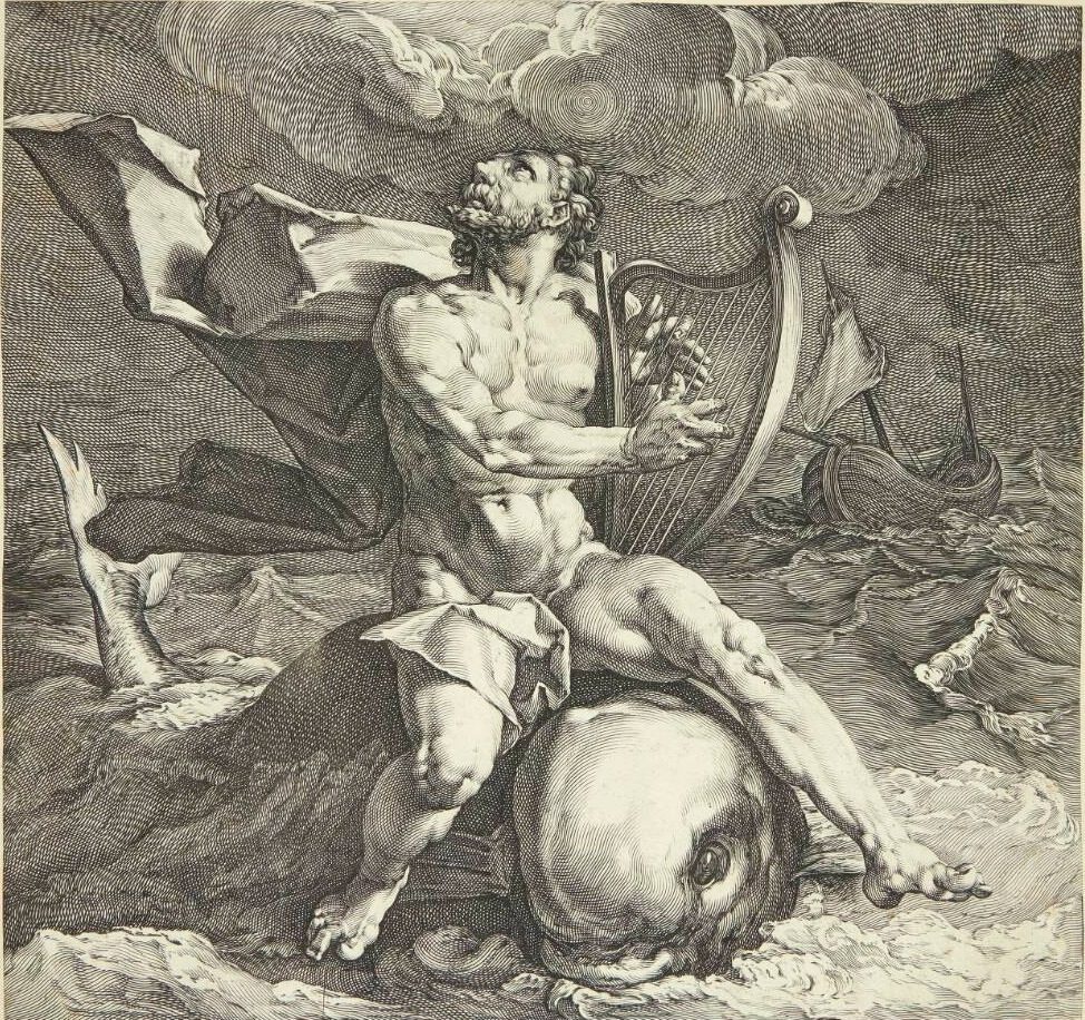 Arion på en delfin by Jan Harmensz. Muller