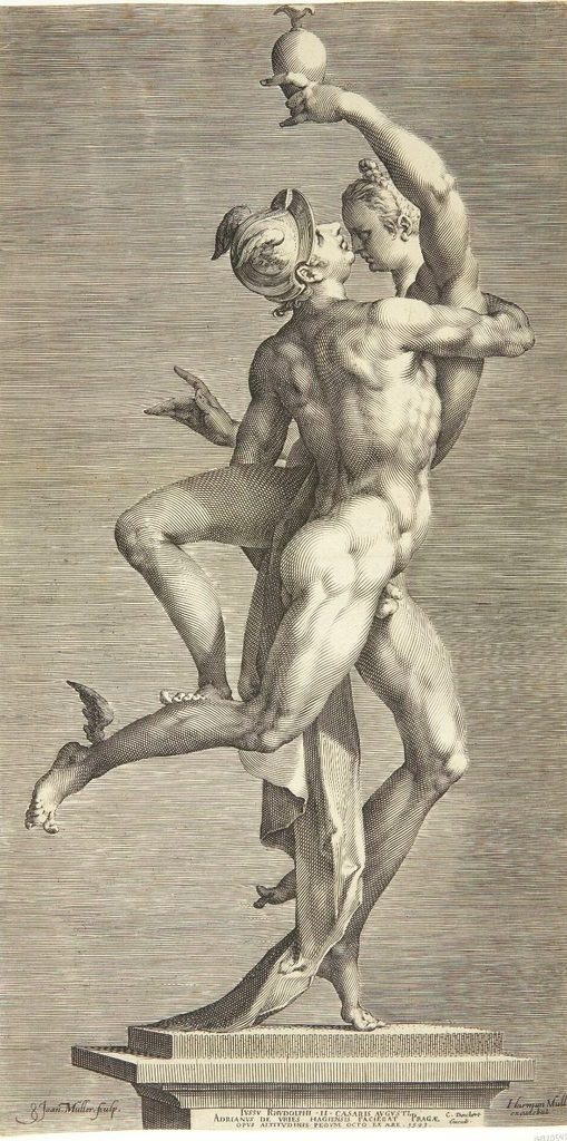 Merkur bortfører Psyche. Merkur set fra siden by Jan Harmensz. Muller
