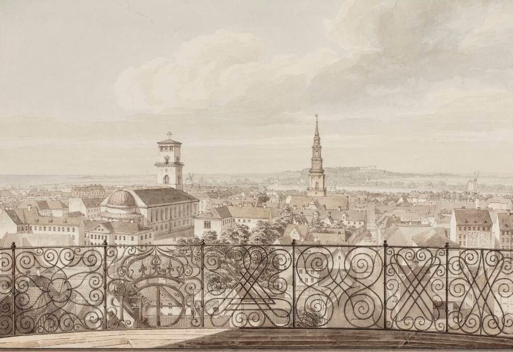 Udsigt fra Rundetårn over København til Frederiksberg Slot by H.G.F. Holm