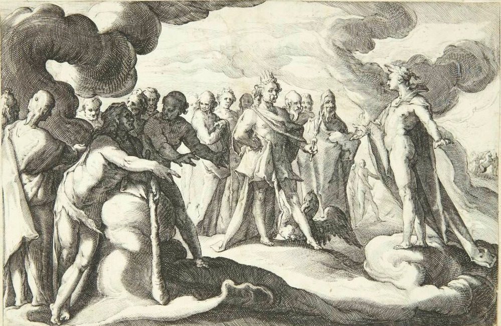 Jupitor og guderne beder Helios om at genoptage kontrollen over solvognen by Ubekendt