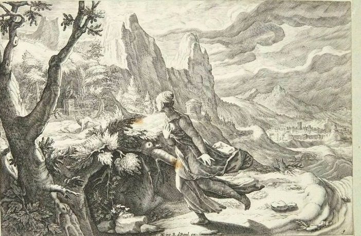 Thisbe skræmt af løven by Ubekendt