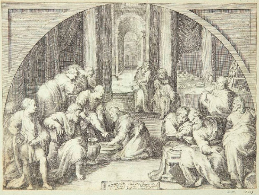 Kristus vasker apostlenes fødder by Jacob Matham