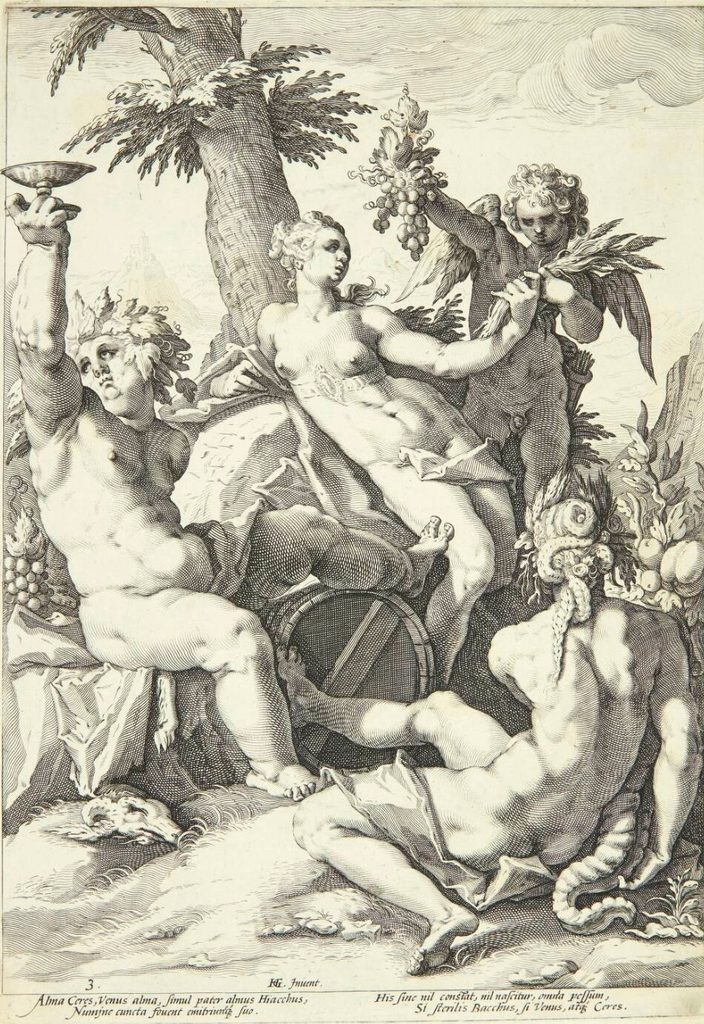 Uden Ceres og Bacchus fryser Ve­nus by Jacob Matham