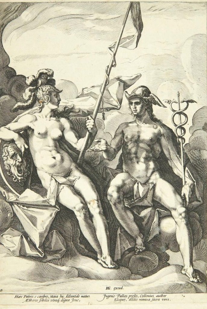 Alliancen mellem Athene og Merkur (Hermathena) by Jacob Matham
