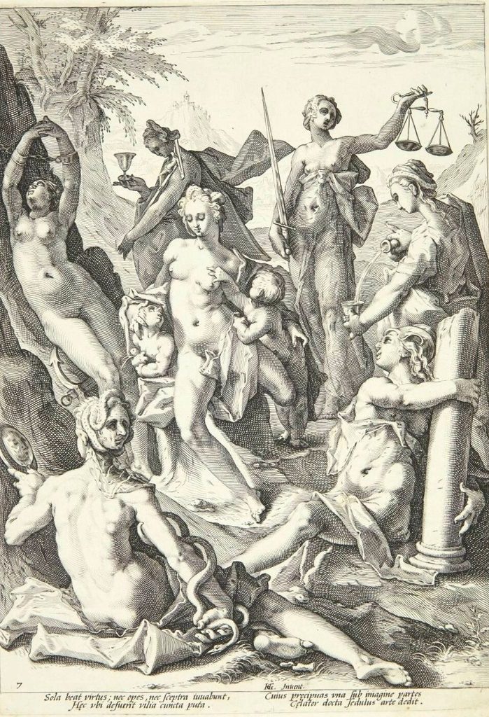 De syv dyder by Jacob Matham