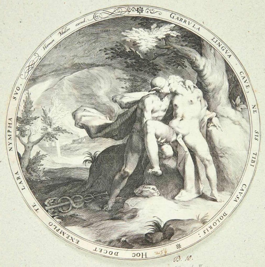 Merkur omfavner nymfen Lara by Jan Harmensz. Muller