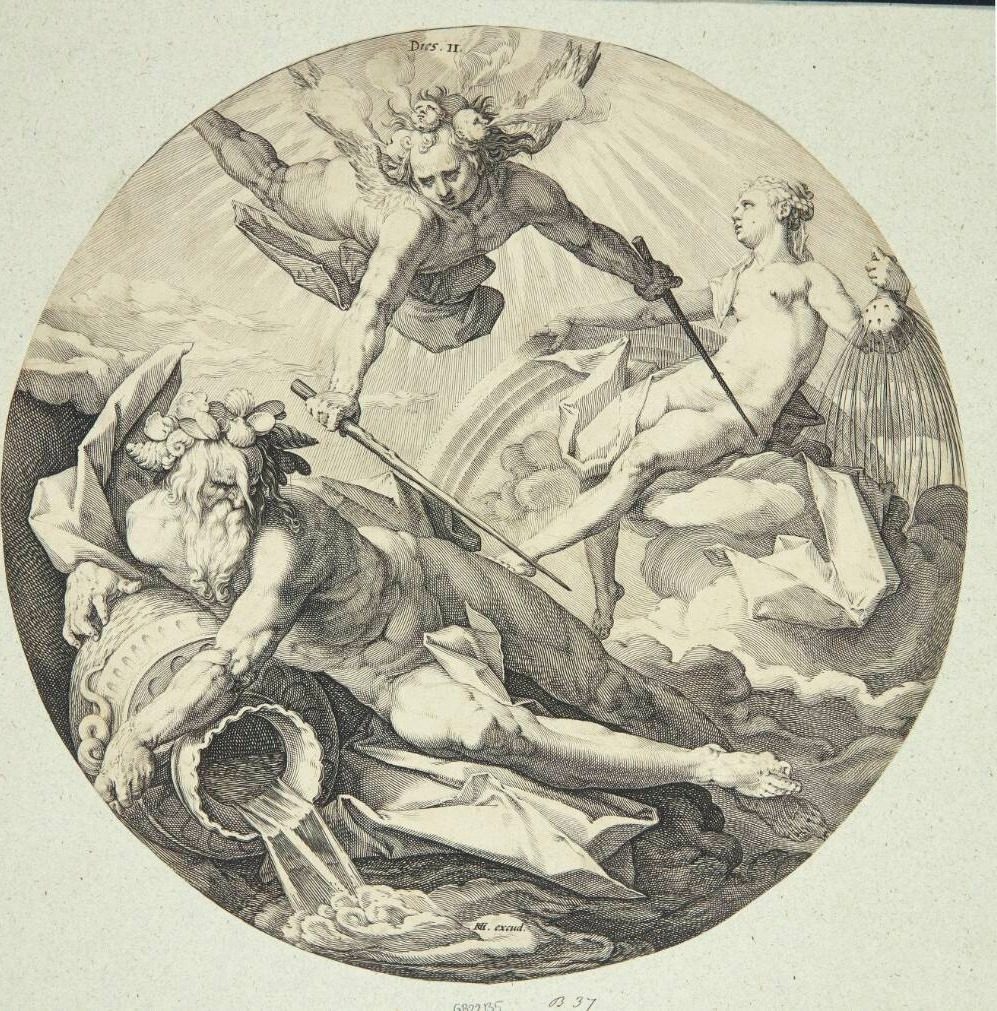 Gud skaber himmelhvælvingen (Dies II) by Jan Harmensz. Muller